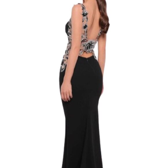 NWT Tarik Ediz 98878 Crepe Evening Dress Black Size 12 - Picture 3 of 6